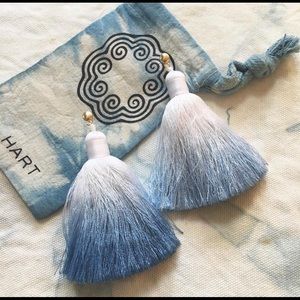 Indigo dipped ombré tassel earrings
